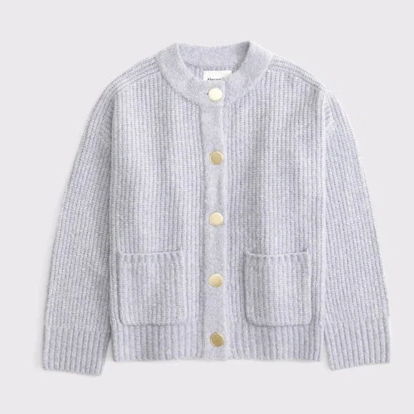 Abercrombie & Fitch Relaxed Hardware Crew Cardigan Sweater - Picture 1 of 11